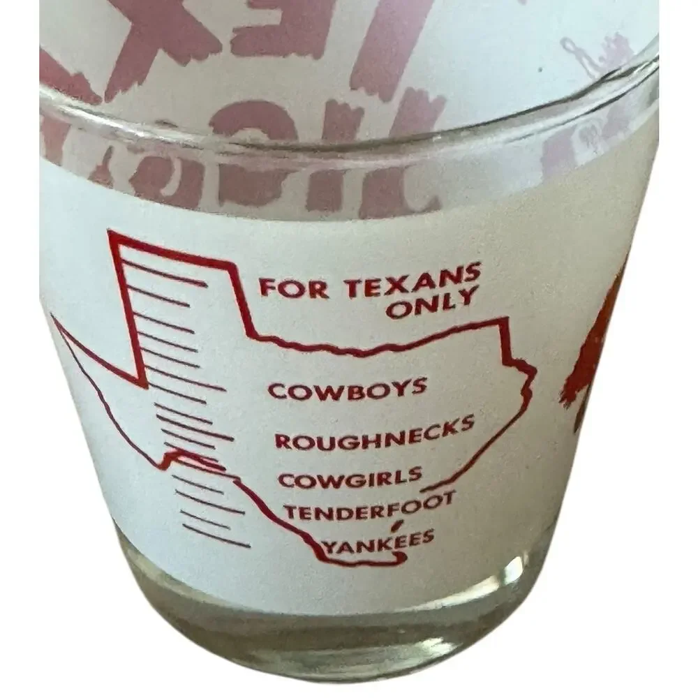VTG‎ Texas Jigger Whiskey Scotch Glass On The Rocks Measuring Novelty Large Shot